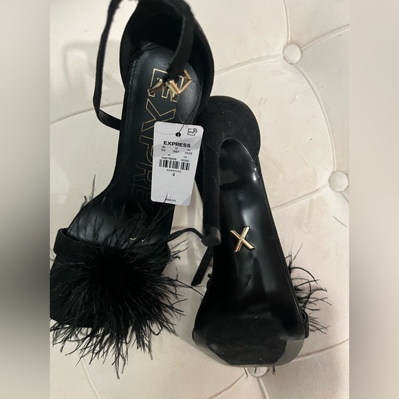 Used Black sexy high feathered Express heels - Picture 6 of 7